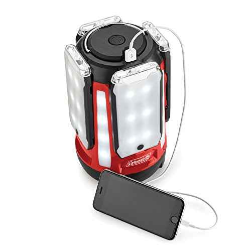 Coleman Quad Panel 800L LED Lantern, Water-Resistant Lantern with 4 Removable Magnetic Light Panels & USB Charging Port, Great for Camping, Hunting, Emergencies, & More