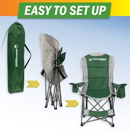 Camping Chair with Foot Rest - 300lb Capacity Beach Chair with Footrest, Cupholder, and Cooler Pouch - Portable Chair by W...