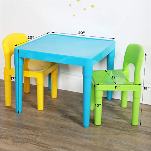Humble Crew Kids Table and 2 Chair Set, Aqua Table with Chairs - Sturdy Toddler Activity Table for Playtime, Arts, Crafts,...