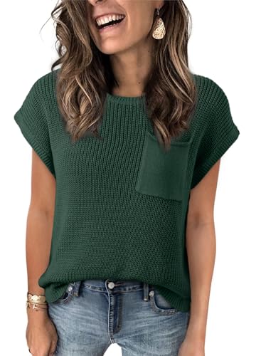 Dokotoo Women's Casual Short Sleeve Loose Tunic Tops Lightweight Knit Spring Pullover Sweater Blouses