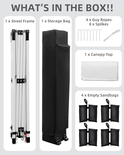 Garvee 10x10 Pop Up Canopy Tent Outdoor Canopy One-Person Set Up Heavy Duty Commercial Instant Tent Shelter, 0-Sidewall