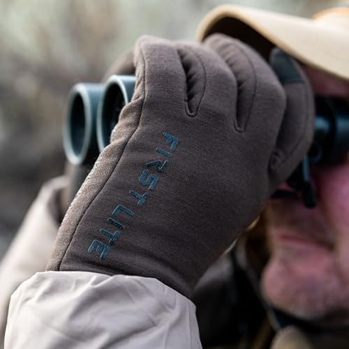 First Lite Rugged Wool Fleece Glove - Heavyweight Merino Wool Hunting Gloves with Silicone Grip and Touchscreen Compatible