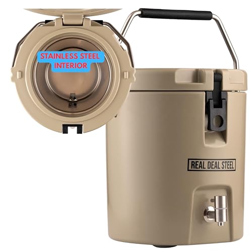 Insulated Beverage Dispenser for Hot Drinks - Hot Cocoa and Coffee - 2 Gallon with Stainless Steel Interior- Portable Spor...