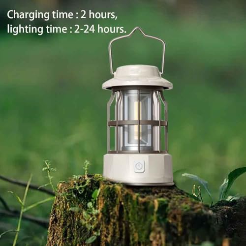 YIONGTAF Adjustable Waterproof Rechargeable Camping Lantern, Emergency Light, Fishing, Adventures, Power Outages, Black