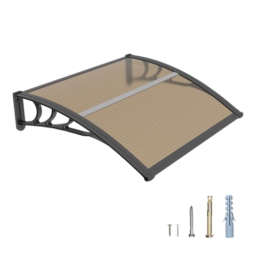 GUANSU-CN 35 * 38''Window and Door Awning Exterior, UV/Rain/Snow/Sunlight Protection Sheet,UPF 50+ Polycarbonate Overhang Canopy,House Overdoor Awnings for Door Entrance Outside/Patio/Porch/Deck