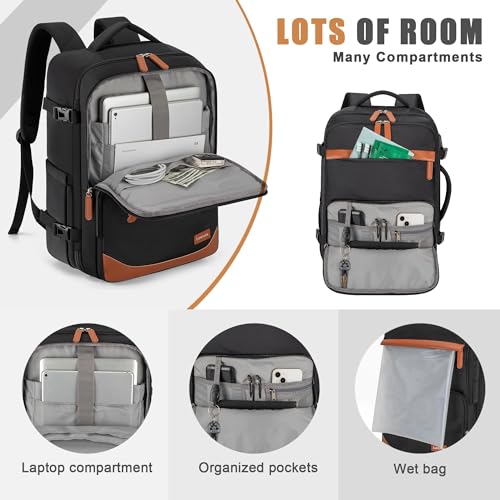 Velaybor 40L Travel Backpack with USB Charging Port, Water-Resistant Carry On Backpack for Men Women, Business Laptop Back...