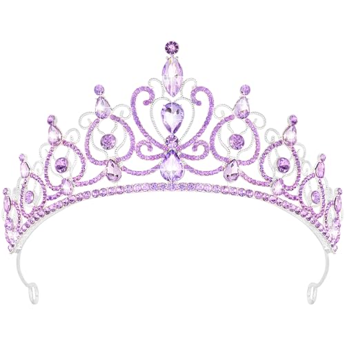 TODDER Purple Tiara for Women Girls Rhinestone Princess Queen Crowns Crystal Headband for Girls Wedding Hair Accessories f...