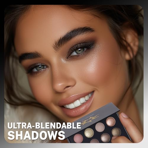 UCANBE Baked Eyeshadow Makeup Palette with Hidden Gems, 16 Colors Nude Eye Shadow with Matte Glitter Metallic Shimmer, Hig...