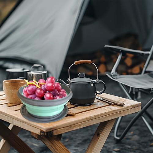 RMAMSCOV Collapsible Camping Bowl with Lid, Silicone Salad Bowl Serving, Microwave Foldable Soup Ramen Serving for Travel,...