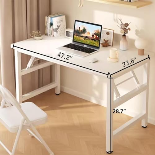 HDOFM 47.2 Inch Folding Table，Square Folding Desks for Small Space,Small Foldable Desk No Assembly,Rustic Brown.