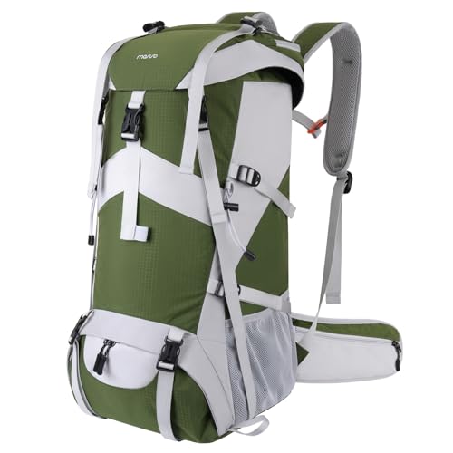 MOSISO 50L Hiking Backpack, Waterproof Flap Cover Camping Backpack with Rain Cover for Men Women, Lightweight Sport Daypac...