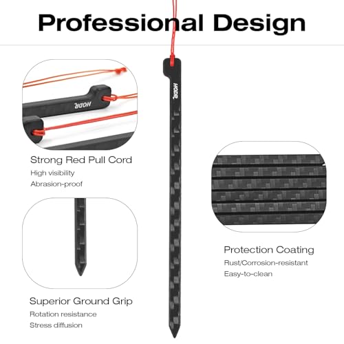 Ultralight Tent Stakes, 4.72 Inch Carbon Fiber Tent Pegs, Lightweight Tent Stakes Backpacking Gear for Camping Hiking (6 P...