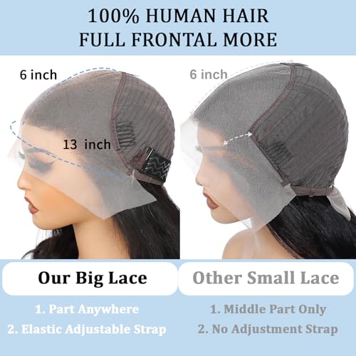 Human Hair Wig 13x6 Body Wave Lace Front Wigs Human Hair Pre Plucked 200 Density 12A Glueless Wigs for Women HD Lace Frontal Wigs Natural Color 22 Inch