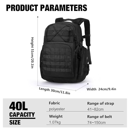 Mardingtop 40L Tactical Backpack for Men,Molle Military Backpack for Hiking,Travel,Camping, Hunting