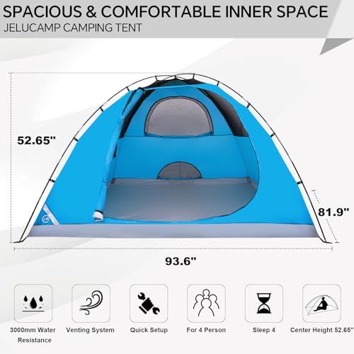 JELUCAMP 1/2/4/5/6 Person Dome Tents for Camping, Lightweight Portable Backpacking Tent, Small Easy Set Up Outdoor Waterpr...