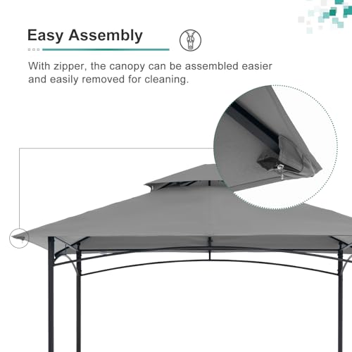 COBANA Grill Gazebo 8’x 5’ Outdoor Patio Backyard BBQ Grill Shelter Double Tiered Soft Canopy Top with Steel Frame and Bar...