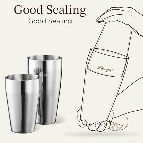 KITESSENSU Cocktail Shaker Set, 2-Piece Boston Shaker Set for Drink Mixing, Premium 18/8 Stainless Steel Martini Shaker fo...