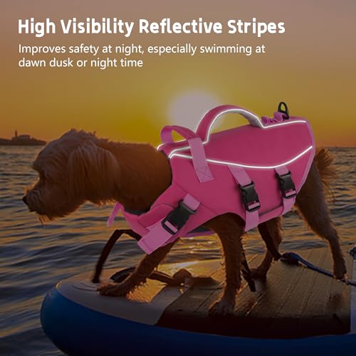 Dogcheer Dog Life Jacket with Double Rescue Handle, Reflective Dog Harness Life Vest for Swimming Boating, Adjustable Pupp...