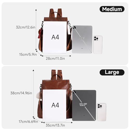CHERUTY Women Backpack Purse PU Leather Anti-theft Casual Shoulder Bag Fashion Ladies Satchel Bags
