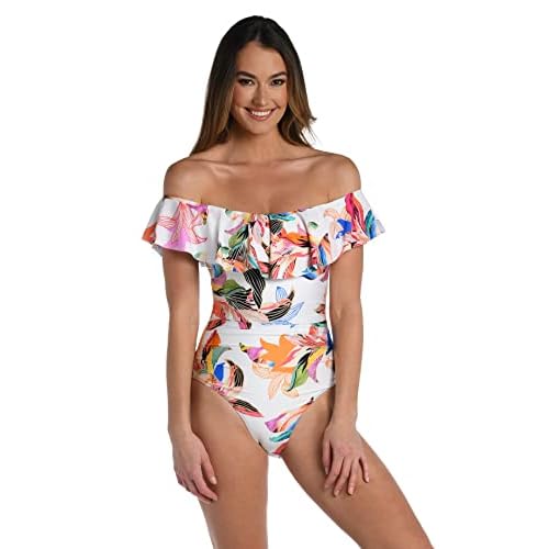 La Blanca Women's One Piece Swimsuit Off Shoulder Ruffle Bathing Suit