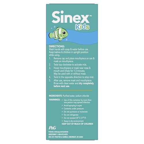 Vicks Sinex Kids Saline Easy Mist Refill, Drug Free Saline, Ages 1 Month+, Gently Clears and Soothes Everyday Stuffy Noses, Safe for Daily Use, 1.7 OZ