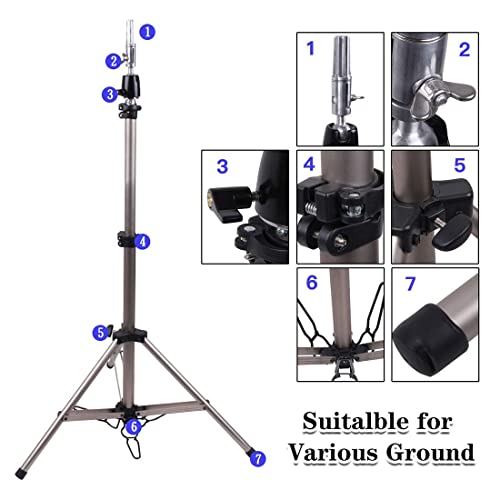 68 Inch Adjustable Mannequin Head Stand Aluminum of Tripod Silver Manikin Head Stand with Travel Bag for Cosmetologist, Hairstylist, Barber