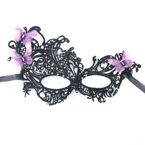 Masquerade Masks for Women with Butterfly Venetian Halloween Lace Mask for Carnival Party Prom Ball