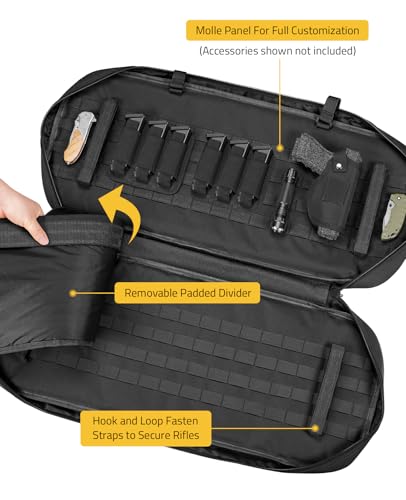 CVLIFE 30" 34" Soft Rifle Case Gun Backpack, Double Rifle Backpack Gun Bag Gun Case Covert Bug Out Bag, with Lockable Zipp...