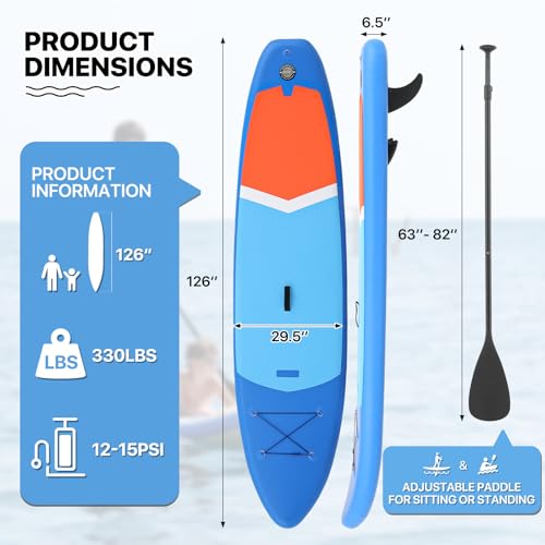 MADOG Stand Up Paddle Board Yoga Board with Pump, Paddle, Storage Bag, Repair Bucket, Fin, Foot Rope for Adults & Youth, M...