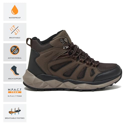 HI-TEC Valley Geo Mid Waterproof Hiking Boots for Men, Lightweight Breathable Outdoor Trekking and Trail Sneakers, Sizes 7...