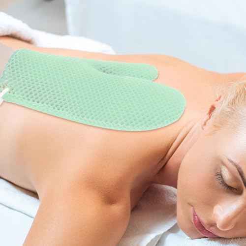 Exfoliating Glove Bath Mitt -Exfoliating Gloves for Shower, Body Scrubber for Deep Cleansing, Quick Drying Bath Gloves (Green)