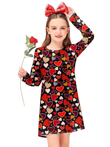 Deerose Girls Valentine's Dress Long Sleeve Mardi Gras Dresses 3-14 Years