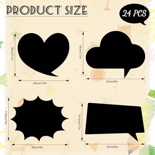 Konsait 24 PCS Large Blank Photo Booth Props, Writable Chalkboard Black Cards Make Your Own Photo Props Wedding Photo Boot...