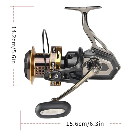 Big Game Surf Spinning Fishing Reel 8000/12000,20KG Drag Power Backlash-Free Bearings,Metal Reel Seat,Zinc Alloy Gear for ...