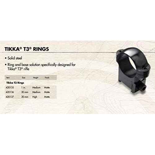 Tikka T3 Rings, 30mm, Medium Height, Matte