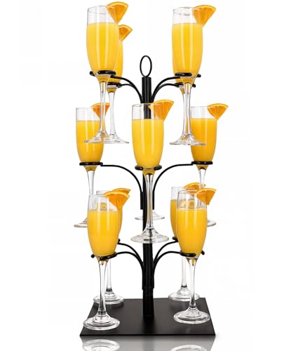 Ksestor Drink Stand - Holds 12 Glasses – Cocktail Tree Stand Tower- Mimosa Bar Display for Parties - Wine Glass Holder