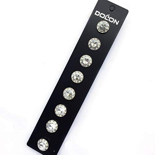4 Pairs 15mm Rhinestone Round Shaped Acrylic Stone Inside Crystal Ear Studs For Dance Competitions Stage Performance Brida...