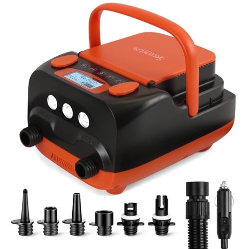 SereneLife Inflatable Paddle Board Pump Compressor - 16PSI High Pressure SUP Inflator - 12V DC Car Connector - Electric Ai...