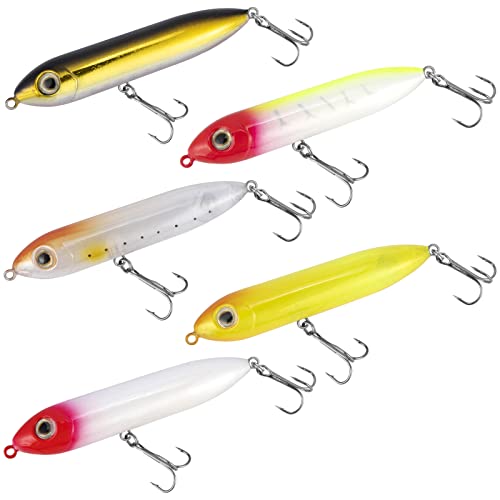 Alwonder Top Water Fishing Lures Kit for Saltwater and Freshwater, Bass Fishing Lures Treble Hooks Hard Baits, Walk-The-Do...