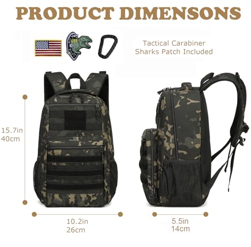 XINTREY Kids tactical Backpack for Boys School Bag 20L mini Children Backpack for Outdoor Camping Travel (Black CM)