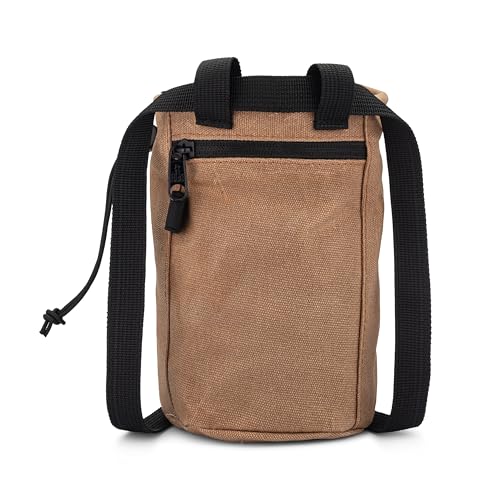 Oso Supply Co - Waxed Canvas Chalk Bag for Rock Climbing, Bouldering Chalk Bucket with Belt, Waterproof, Zippered Pocket -...