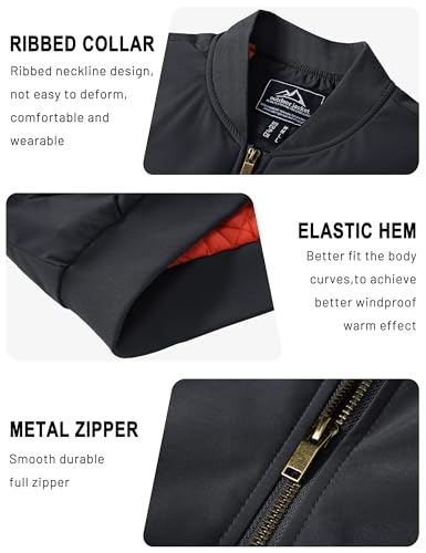 TACVASEN Men's Jackets-Bomber Jacket Fall Winter Warm Windbreaker Full Zip Casual Padded Coats