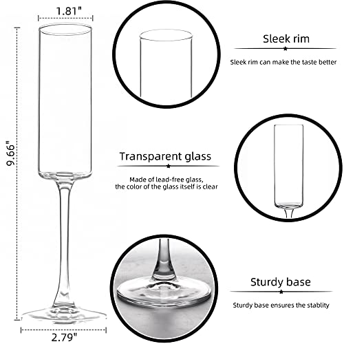 CZUMJJ Elegant Champagne Glasses Set of 12, Glass Champagne Flutes for Birthday, Wedding, Party - 6 oz, Clear