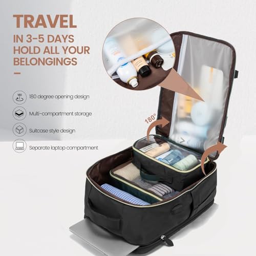LOVEVOOK 40L Travel Backpack for Women, Carry On Backpack with 3 Packing Cubes,TSA Personal Item Travel Bag Airline Approv...