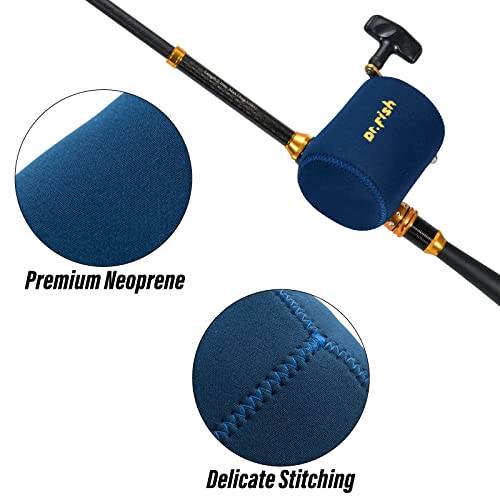 Dr.Fish Spinning Reel Cover, Fits 1000-3000, with 2 Round Baitcast Reel Cover Neoprene Fishing Reel Bag with Handle Slot, ...