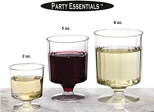 Party Essentials Disposable Plastic 2-Ounce Mini Stemware Glasses, for Wine Tastings, Small Portions, Food Samples, Condim...