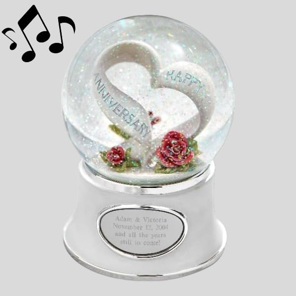 THINGS REMEMBERED Personlized Engraved Anniversary Celebration Heart Musical Snow Globe, Plays “The Anniversary Song” Music, Beautiful and Unique Gift (Free Customization)