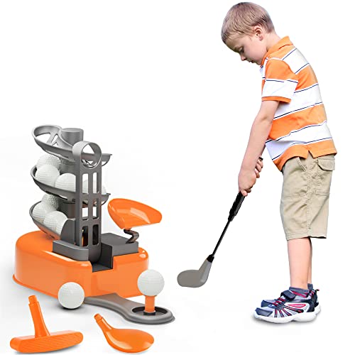 iPlay, iLearn Kids Golf Toys Set W/Left & Right Club Head, Boys Outdoor Sport Toy Age 3-5, Toddler Indoor Golf Ball Game, ...