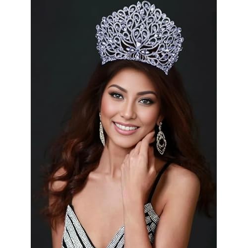 Fancy Beauty Queen Crystal Rhinestone Tiara Crown With Hair Combs Wedding Bridal Beauty Contest Prom Pageant Silver Plated T994