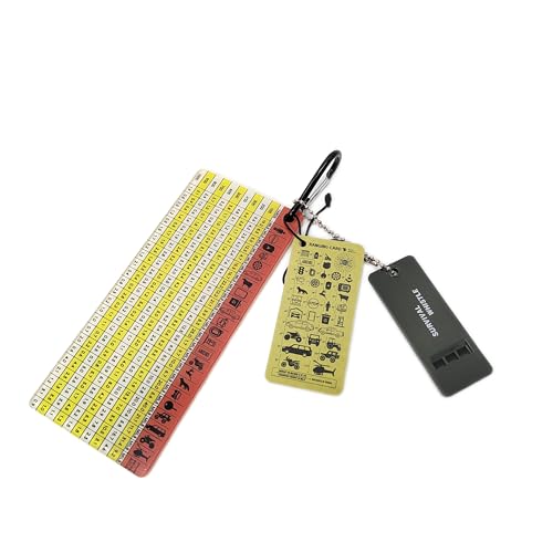 Acecare North American Ranging Card – Mils Scale Tactical Distance Card with Carabiner, Survival Whistle & Scented Tag – O...
